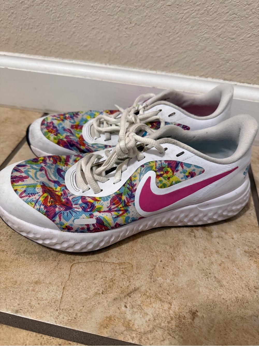 Nike Kids Multicolor Floral Mesh Sneakers - Pink Swoosh